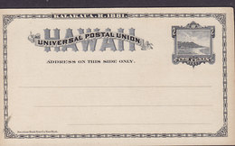 Hawaii UPU Universal Postal Union Postal Stationery Ganzsache Entier 1881, 2 Cents Unused (2 Scans) - Hawaï