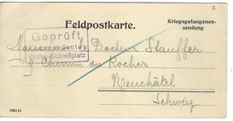 ALLEMAGNE 1914:  CP Censurée En Franchise Militaire D'un Prisonnier Pour La Suisse    B à TB - Kriegsgefangenenpost