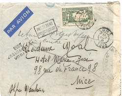 LETTRE PAR AVION. DE LOME POUR NICE . RETOUR A L'ENVOYEUR. 1941 - Storia Postale