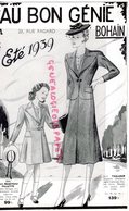 02- BOHAIN -DEPLIANT PUBLICITAIRE MAGASIN VETEMENTS  AU BON GENIE-ETE 1939-23 RUE FAGARD-MODE TAILLEUR-ROBE-COSTUME - Kleding & Textiel