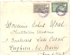 LETTRE OBLITEREE CACHET BLEU CHARGEURS REUNIS POUR FRANCE . ENGHIEN - Covers & Documents