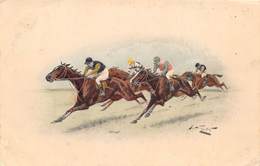 Sport.   Hippisme :      Dessin De  Jockeys Et Leurs Chevaux  Au Galop. M.M Vienne    (voir Scan) - Ippica