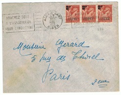 2f Iris Yvert 233 Bande De 3 Sur LSI, OMEC Alger-Gare Avec Bloc Dateur Monté à L'envers - Storia Postale