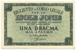 1 DRACMA OCCUPAZIONE ITALIANA DELLA GRECIA ISOLE JONIE APRILE 1942 SUP - Autres & Non Classés