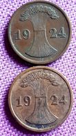 DUITSLAND 2 RENTENPFENNIG 1924 J+2 REICHSPFENNIG 1924 A KM 31&32 - 2 Rentenpfennig & 2 Reichspfennig