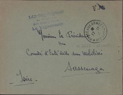 Guerre 39 45 FM CAD Poste Aux Armées N°2129 Grenoble Bureau Fictif Poste Civile Cachet 143 REGt Régional Vaguemestre - 2. Weltkrieg 1939-1945