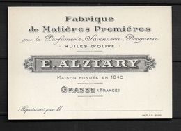 CARTE DE VISITE DE LA PARFUMERIE E. ALZIARY A GRASSE  SUPERBE - Cartes De Visite
