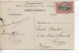REF1330/ TP 19 Mols S/CP Matadi Travailleurs Cie Du Chemin De Fer C.Boma 1908 > Liège C.d'arrivée - Briefe U. Dokumente