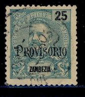 ! ! Zambezia - 1902 D. Carlos W/OVP "Provisorio" 25 R - Af. 43 - Used - Zambezië