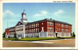 Maine Lewiston High School 1952 Curteich - Lewiston