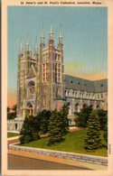 Maine Lewiston St Peter's And St Paul's Cathedral 1954 Curteich - Lewiston