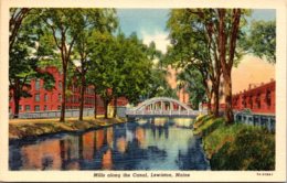 Maine Lewiston Mills Along The Canal 1943 Curteich - Lewiston