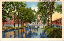 Maine Lewiston Mills Along The Canal 1943 Curteich - Lewiston