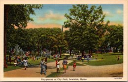 Maine Lewiston City Park Playground 1955 Curteich - Lewiston