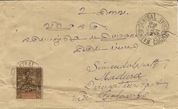 1901- Enveloppe Affr. Groupe 25 C INDO-CHINE Oblit. De Saïgon Central Pour Madura ( Ceylan ) - Covers & Documents