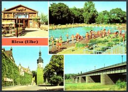 D6751 - TOP Riesa - Kino Freibad Brücke - Bild Und Heimat Reichenbach - Riesa