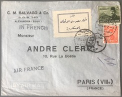 Egypte, Lettre D'Alexandrie 1949 Pour Paris - Vignette En Arabe - (B2850) - Storia Postale