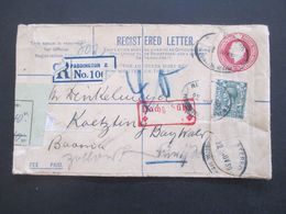 GB 1930 GA Registered Letter Mit Zusatzfrankatur Und Klebezettel Zollamtlich Abgefertig / Vom Empfänger... Nachgebühr - Covers & Documents