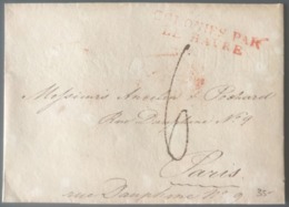 Lettre De New York 1826 Pour Paris - Griffe Rouge COLONIES PAR LE HAVRE - (B2883) - 1801-1848: Précurseurs XIX