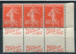 !!! 40 C SEMEUSE BANDE DE 3 AVEC DOUBLE PUB LESIEUR NEUVE */** - Unused Stamps