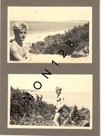 HOMME EN MAILLOT DE BAIN TORSE NU 1962 - 2 PHOTOS COLLEES 9x6 Cms - Non Classés