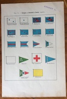 MILITARIA - INSEGNE DISTINTIVI MINISTERO AERONAUTICA PIROISCAFI POSTALI NAVI OSPEDALIERE....  - VENTENNIO  Stampa 17x25 - Flags