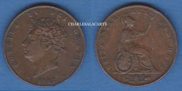 GREAT BRITAIN 1827  GEORGE IV  HALF PENNY COPPER  VERY FINE CONDITION - Otros & Sin Clasificación