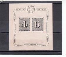Suisse - Blocs & Feuillets - Neuf** - Année 1943 - N°YT BF 9 - Centenaire Des Timbres Poste Suisse - Blocs & Feuillets