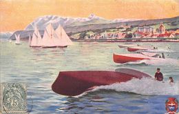 Thème Sport Nautique:   :     Course De Canots A Moteur . Carte Dessinée. Evian     (voir Scan) - Andere & Zonder Classificatie