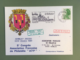 5EME CONGRES ASSOCIATION FRANCAISE DE PHILATELIE HERBLAY 13/14 OCTOBRE 1984 JUMELAGE HERBLAY YEOVIL - Lettres & Documents