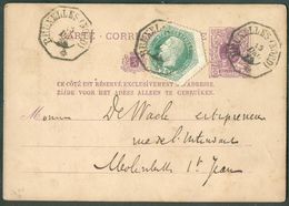 TG 4 - 25c. En Affr. Compl. Sur E.P. Carte 5 Cent. Lilas, Obl; Télégraphique BRUXELLES (NORD) * En Exprès Le 15-12-1877 - Telegraph [TG]