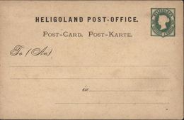 Heligoland Post Office Post Card Entier 3 Farthings 5 Pf Victoria En Relief Gauffrée Vert Neuf - Heligoland (1867-1890)