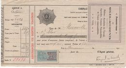 1477 QUITTANCE FACTURE Assurance Compagnie Du Soleil  1921  MESTHE 32 Lectoure Fleurance Gers   Timbre Fiscal - Banque & Assurance