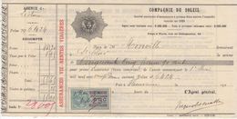 1482 QUITTANCE FACTURE Assurance Compagnie Du Soleil  1922  MESTHE 32 Lectoure Fleurance St Clar Gers   Timbre Fiscal - Banco & Caja De Ahorros