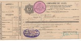 1486 QUITTANCE FACTURE Assurance Compagnie Du Soleil  1926  MESTHE 32 Lectoure Fleurance St Clar Gers   Timbre Fiscal - Bank & Versicherung