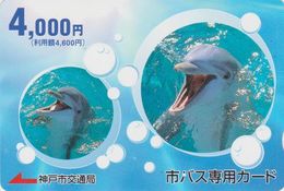 Carte Prépayée Japon - ANIMAL - Série Faune 4000 - 5/5 - DAUPHIN - DOLPHIN Japan Prepaid Bus Card - 347 - Dolfijnen