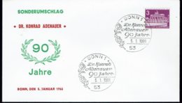 Berlin 1963, MiNr 231, Sonderstempel Auf Kuvert,Konrad Adenauer - Enveloppes Privées - Oblitérées