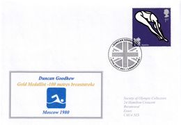 United Kingdom UK 2012 Cover; Olympic Games Moscow 1980; Aquatics; Swimming; Duncan Goodhew; 100m Breaststroke - Summer 1980: Moscow