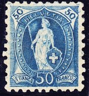 1888 50 Rp Blau Grobe Zähnung Mit Grosser Retouche Und Plattenfehler. Kat. Nr. 70B. - Ungebraucht