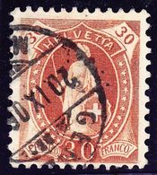 1895 30 Rp Rotbraun Kat Nr. 68D Mit Plattenfehler HELVETA. Gestempelt Genève Mit Fotoattest Renggli. - Ungebraucht
