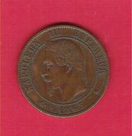 Monnaie Française 10 Centimes Napoléon III Tête Laurée Par Barre 1863A TB G.253 - Autres & Non Classés