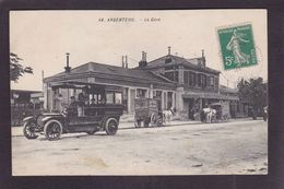 CPA Val D'Oise 95 Argenteuil La Gare Autocar Courrier Circulé - Argenteuil