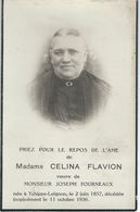 Souvenir Mortuaire - CELINA FLAVION Veuve JOSEPH FOURNEAUX - YCHIPPE-LEIGNON - 1857 / 1936 - Devotieprenten