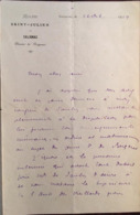 Lettre De 1919, écrite Par Le Curé De L'Eglise Saint-Julien De Salignac (24,Dordogne), Diocèse De Périgueux, RELIGION - Non Classés