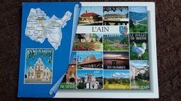 Delcampe - CPM CONTOUR GEOGRAPHIQUE DEPARTEMENT DE L AIN 01 ED MG POULET DE BRESSE BLASON VUES VILLES CLICHE JANIN - Landkarten