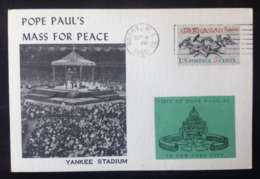 United States, Uncirculated Card, « POPE PAUL VI, Visit To New York », « Yankee Stadium », 1965 - Estadios E Instalaciones Deportivas