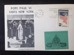 United States, Uncirculated Card, « POPE PAUL VI, Visit To New York », « Holy Family Church », 1965 - Churches