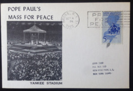 United States, Addressed Card, « POPE PAUL VI, Visit To New York », « Yankee Stadium », 1965 - Stades & Structures Sportives