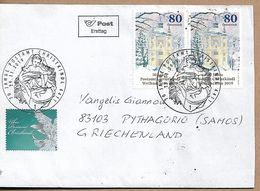 AUSTRIA 2019 CHRISTMAS COVER CHRISTKINDL Sent To Pythagorio With 2 Stamps +vignete COVER USED - 2011-2020 Briefe U. Dokumente