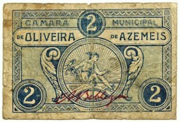 OLIVEIRA De AZEMÉIS - Cédula 2 Centavos - Chancela Na FRENTE - M.A. 1629 - Portugal Emergency Paper Money Notgeld - Portugal